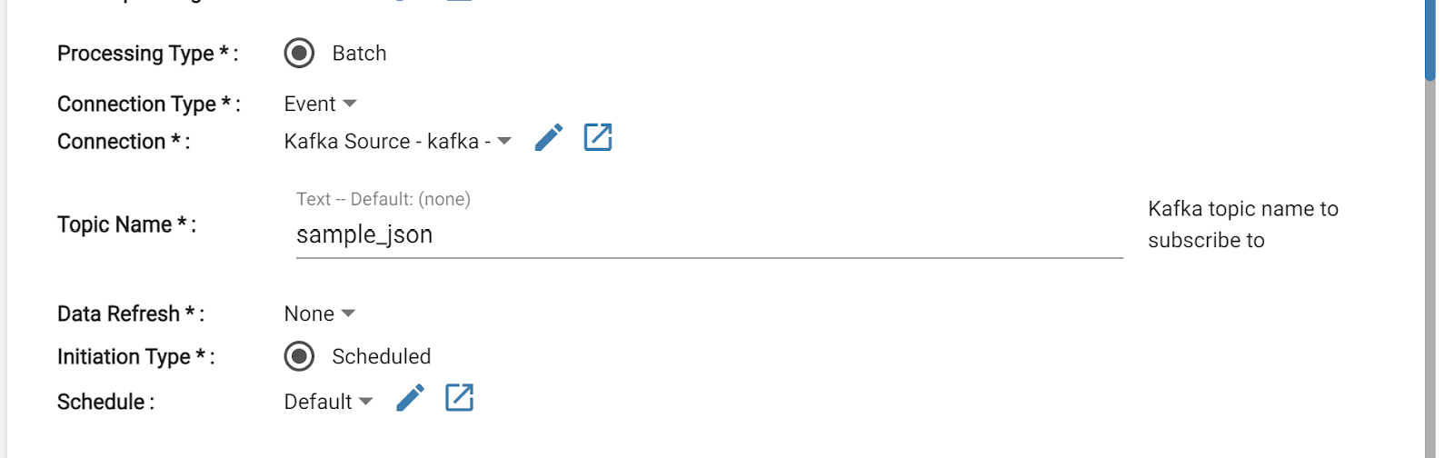 Kafka output configuration with key/value column mapping