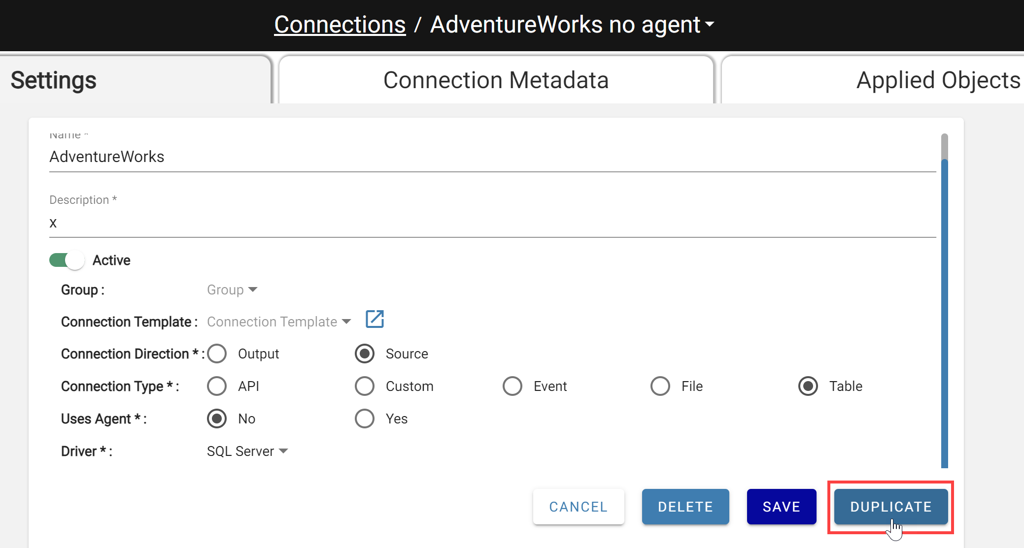 Duplicate workspace configuration button and workflow